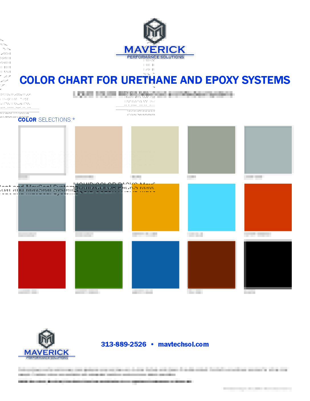 MavCoat Color Chart - Standard Colors